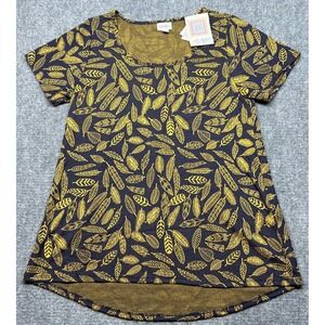 LulaRoe Classic T-Shirt Womens M Multicolor Feathers Round Neck Short Sleeve